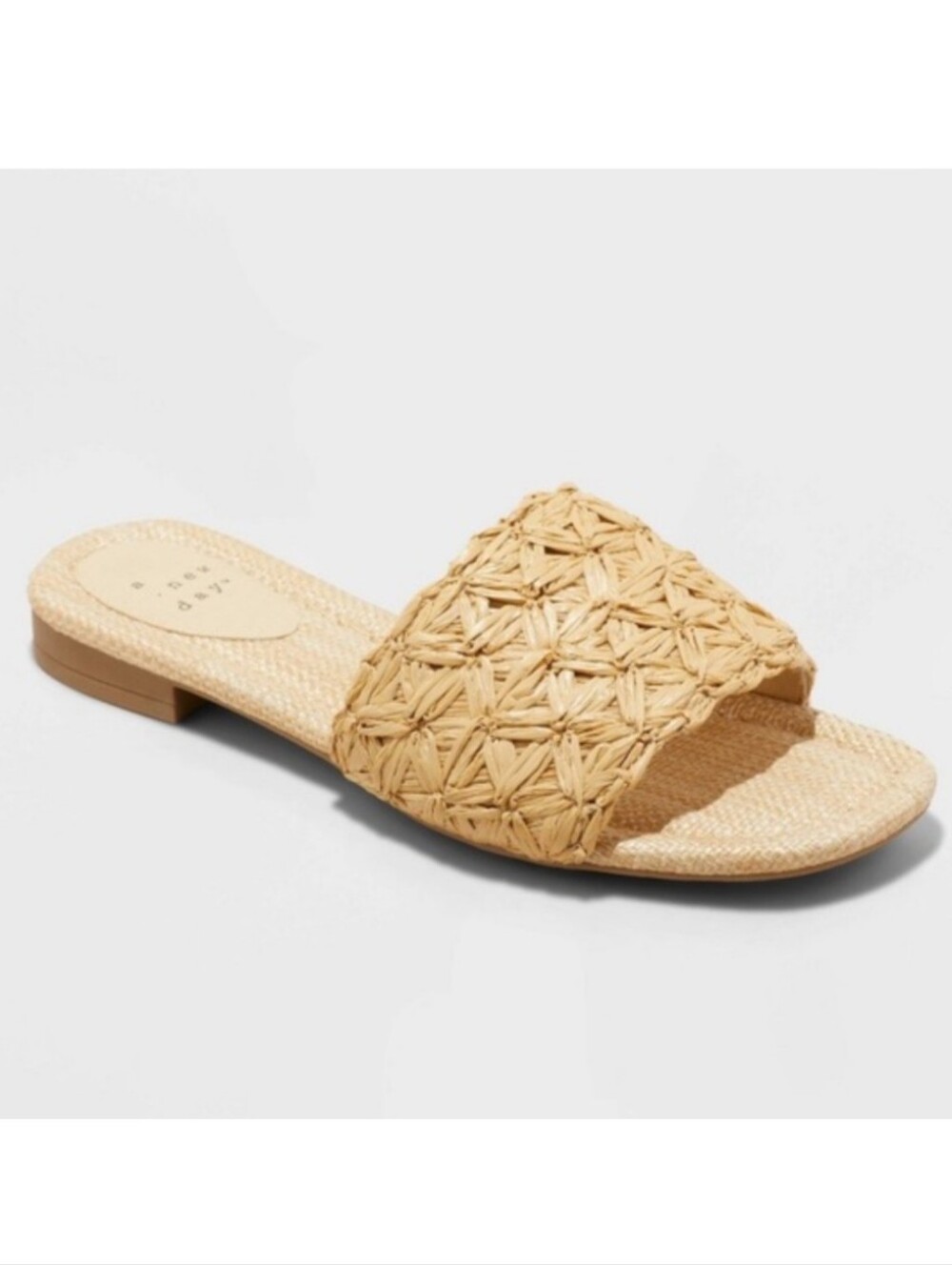 NWT A New Day Tan Ariella Raffia Woven Slide Sandals Size 8